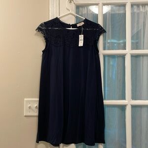 Loft Blue Dress with Lace